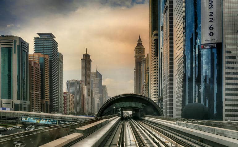 Rail route in Dubai