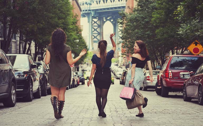 Girls enjoying shopping in Brooklyn, United States
