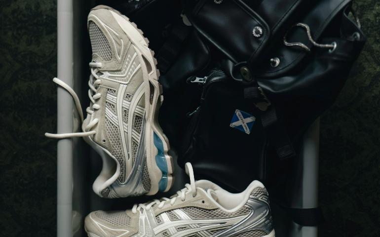 Sneakers in tray