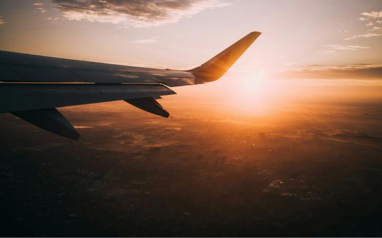 Sunrise from flight