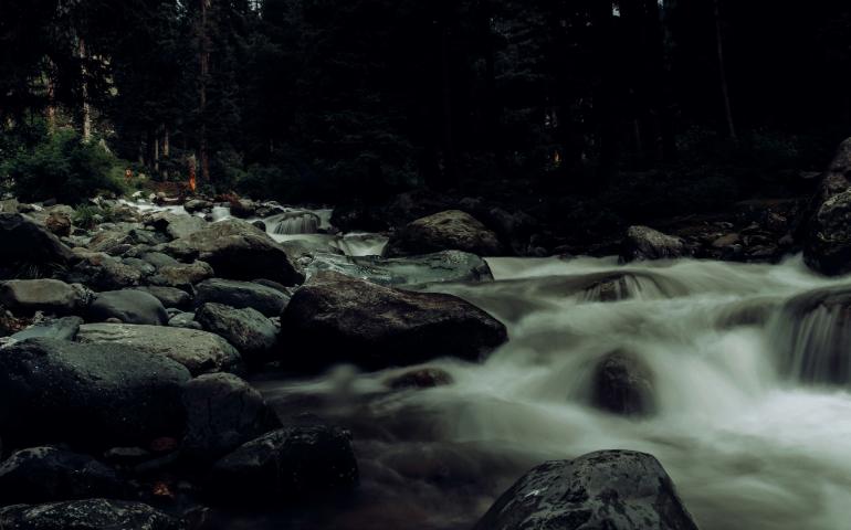 Cascading Water Over Rocks