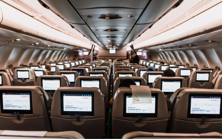 Seats with a Screen in an Airplane
