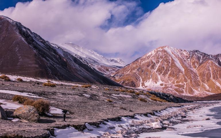 View of snow-capped mountains in Leh Ladakh