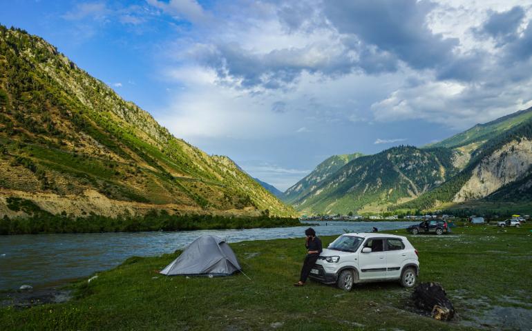 A Peaceful Campsite Near a River