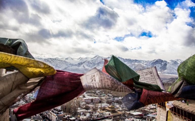 Colorful prayer flags at Leh