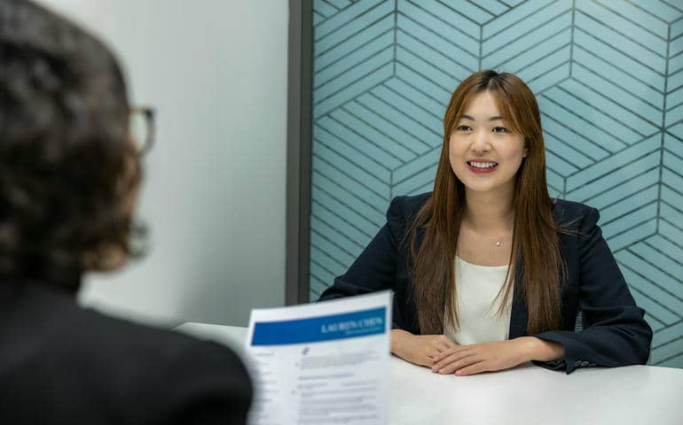A girl in a visa interview