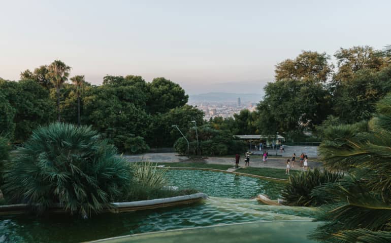 People enjoying near the rooftop pool
