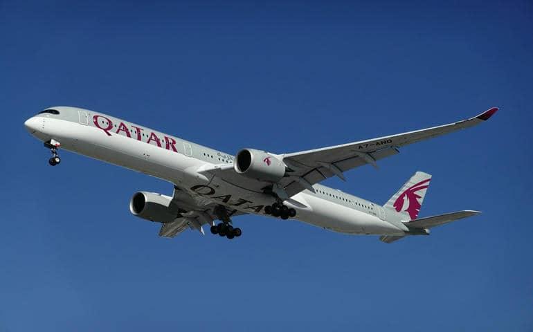 A Qatar Airway flight in the sky