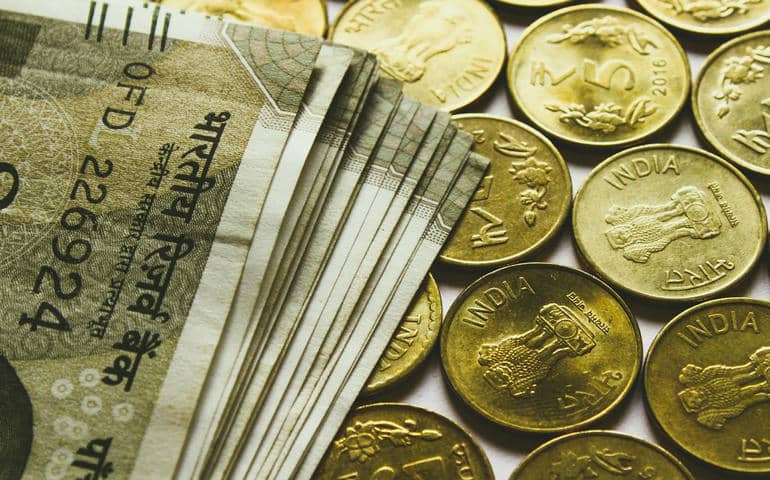 Indian Rupees and Coins
