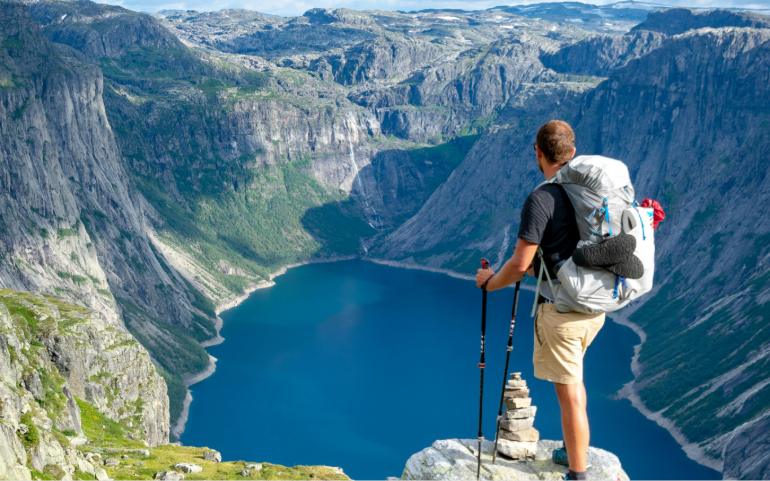 A man standing on the rock
