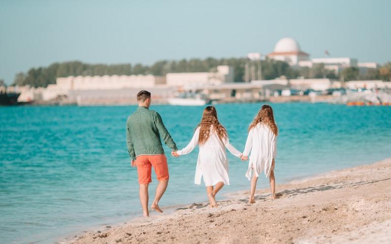 A family having a good time at the beach