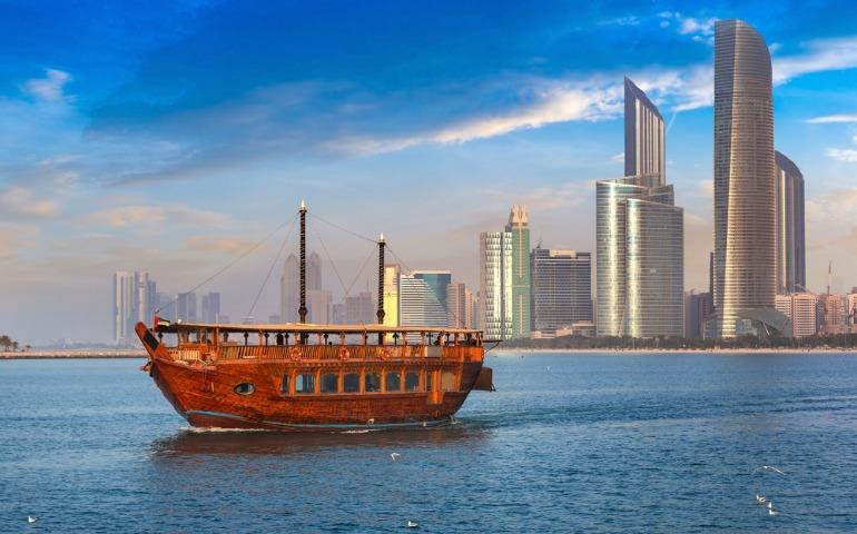 Cruising on a traditional Dhow boat in Abu Dhabi