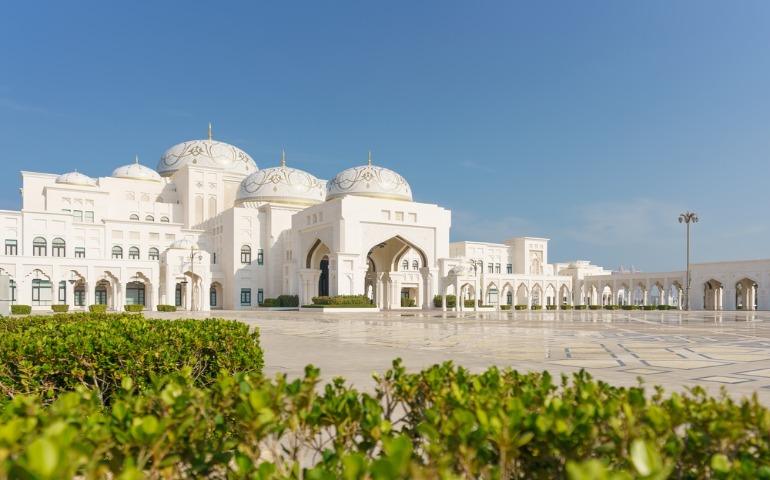 Outdoor area of the presidential palace Qasr Al Watan in Abu Dhabi, UAE