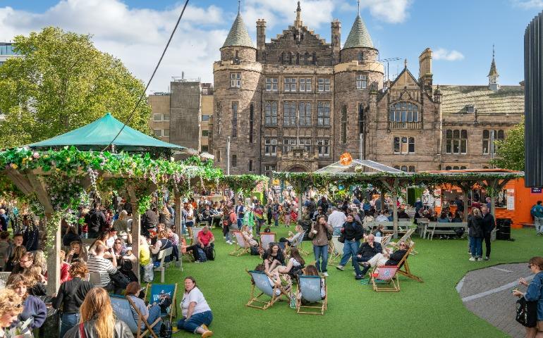 Crowds enjoying the hospitality at the Edinburgh Fringe Festival