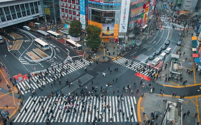 A morning in Shibuya crossing, Tokyo Japan