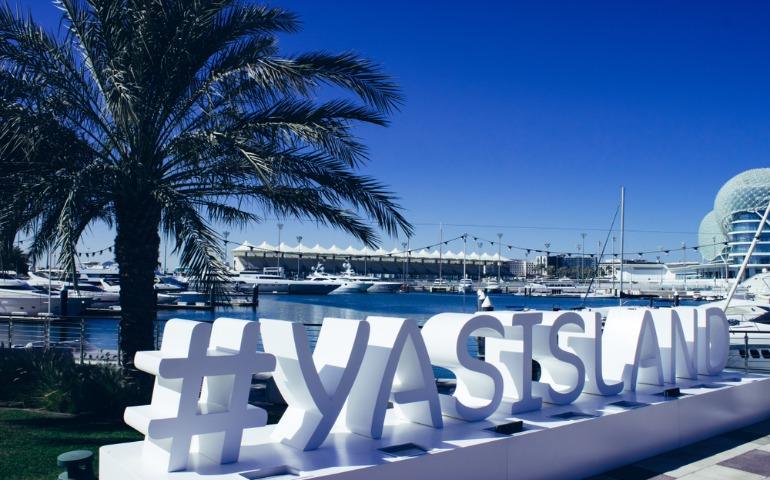 Yas island sign in Yas Marina