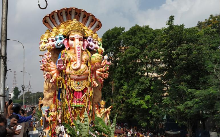 Khairtabad Ganesh during the procession
