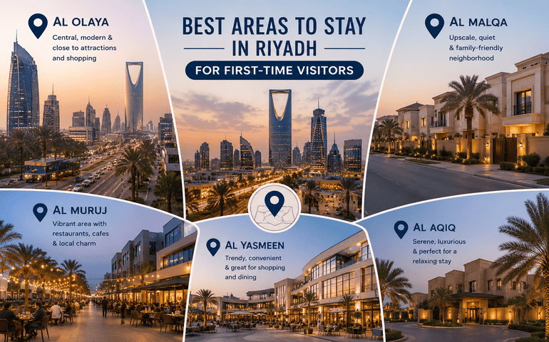 Top hotels in different areas in Riyadh