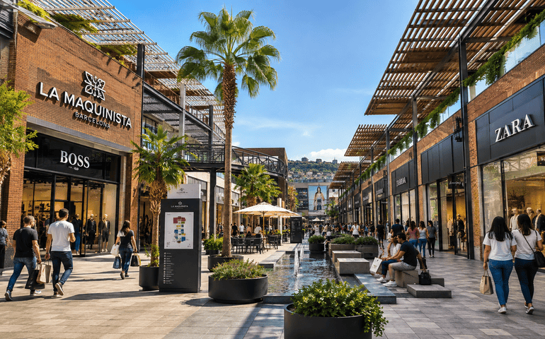 An open-air shopping with international brands