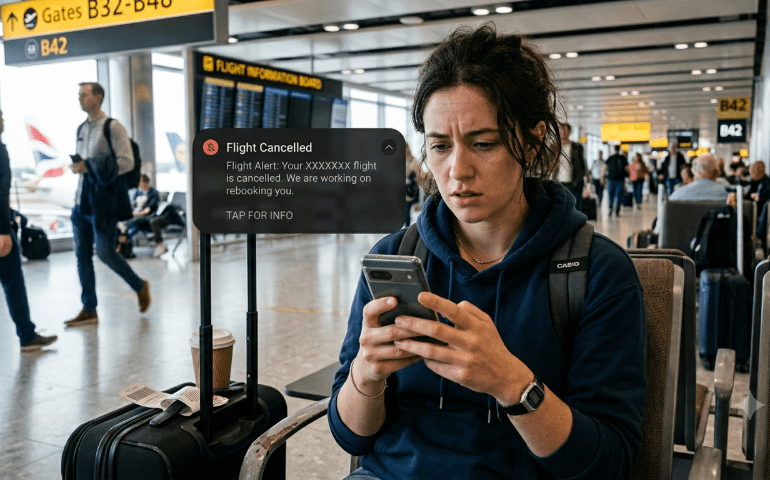 A person sitting inside an airport