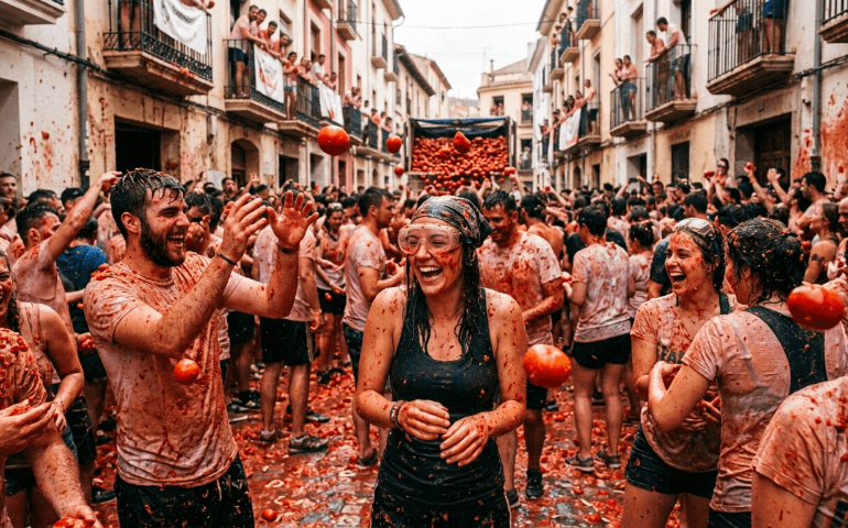 AI-generated image of the Tomatina festival