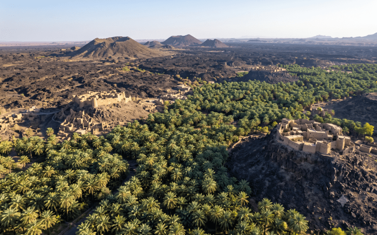 AI-generated image of Khaybar Volcanic Oasis