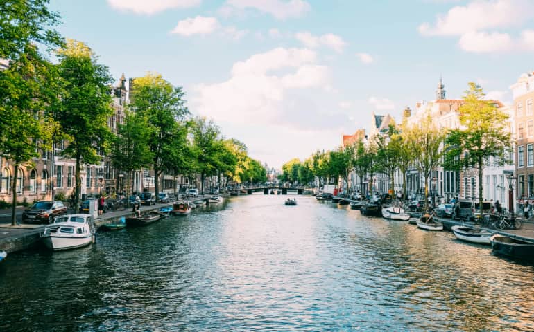 The famous canal in Amsterdam