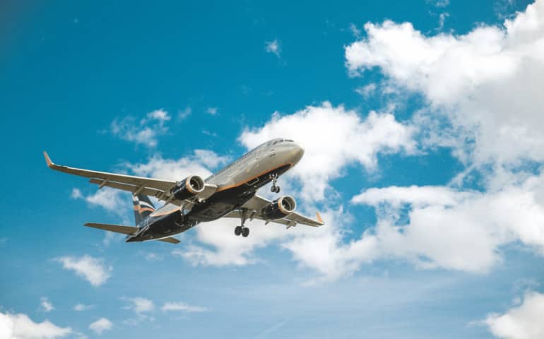 White plan under the blue sky