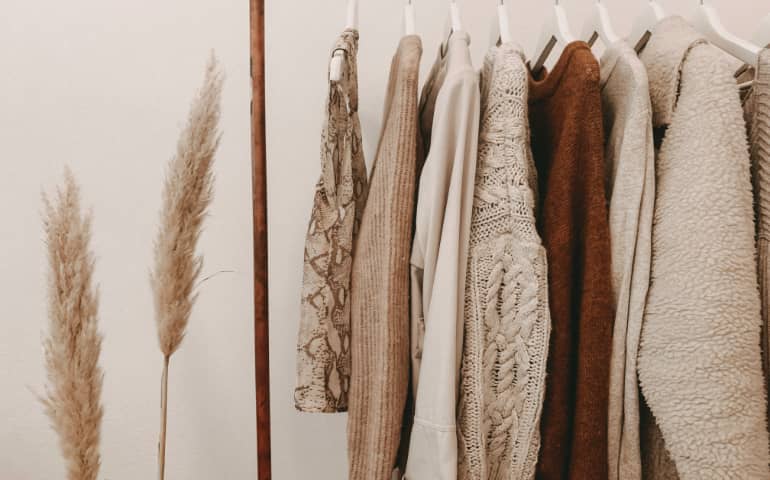 Fur coats kept on a hanger