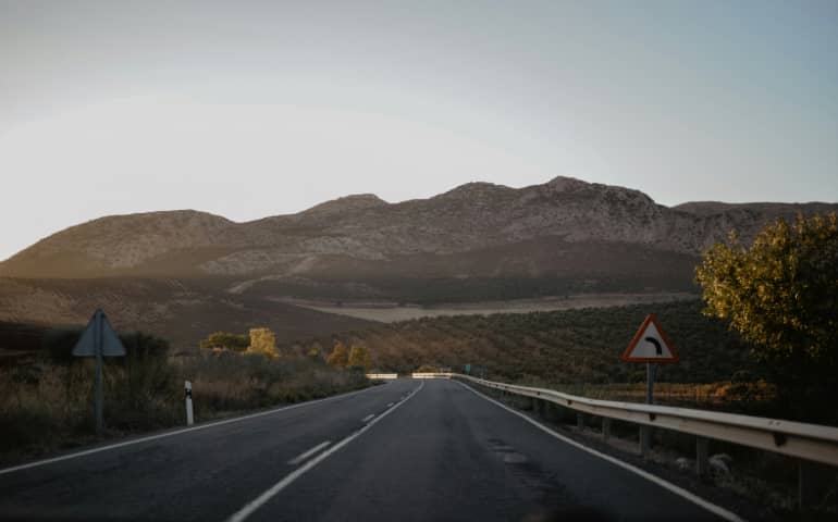 The beautiful view of the mountains during a drive on the roads of Spain