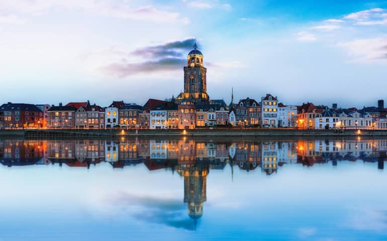 Deventer Skyline with reflection.
