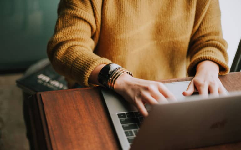 A person using the laptop