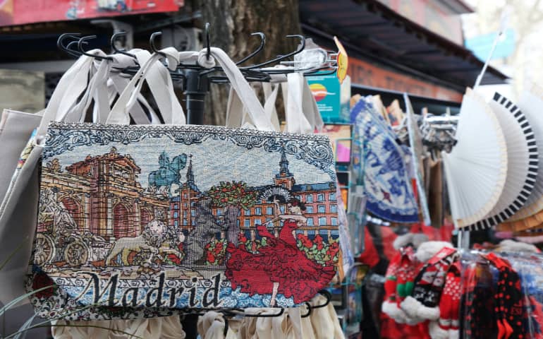 A souvenir shop in Madrid in Spain