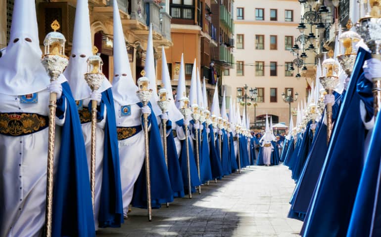 People gathered for Semana Santa procession