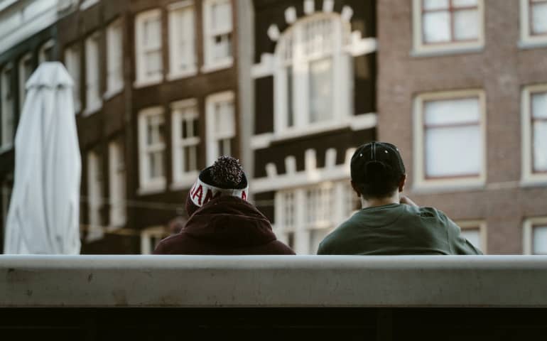 A couple sitting spending time together

