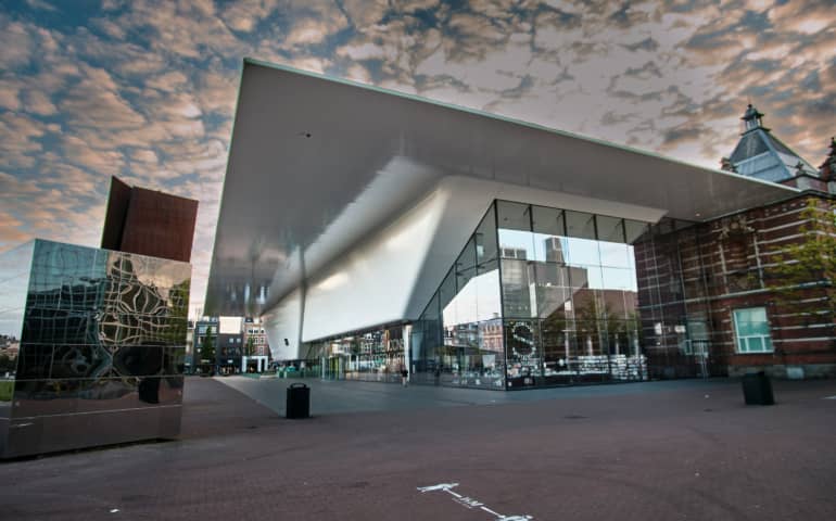 Stedelijk museum at sunset in Amsterdam
