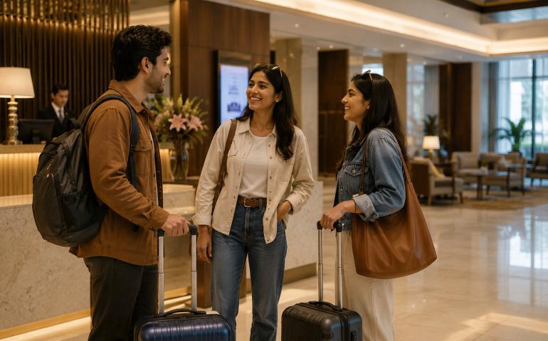 Sometimes the lobby coffee turns into the best travel catch-up."