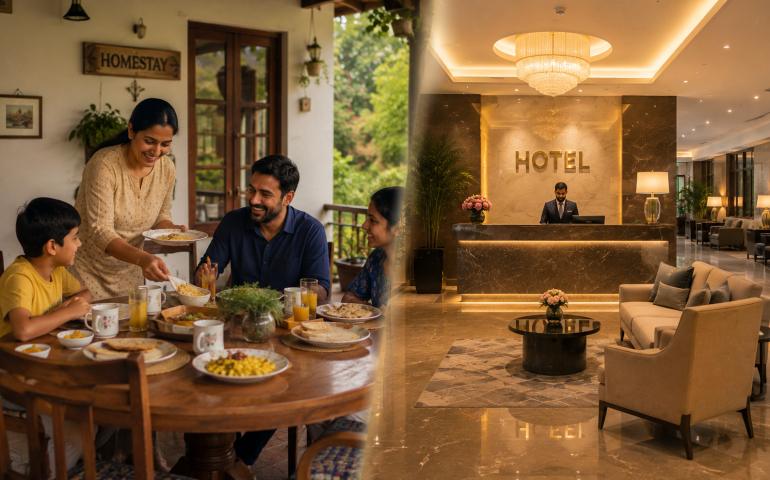 Room service or homemade pancakes? Tough decision.