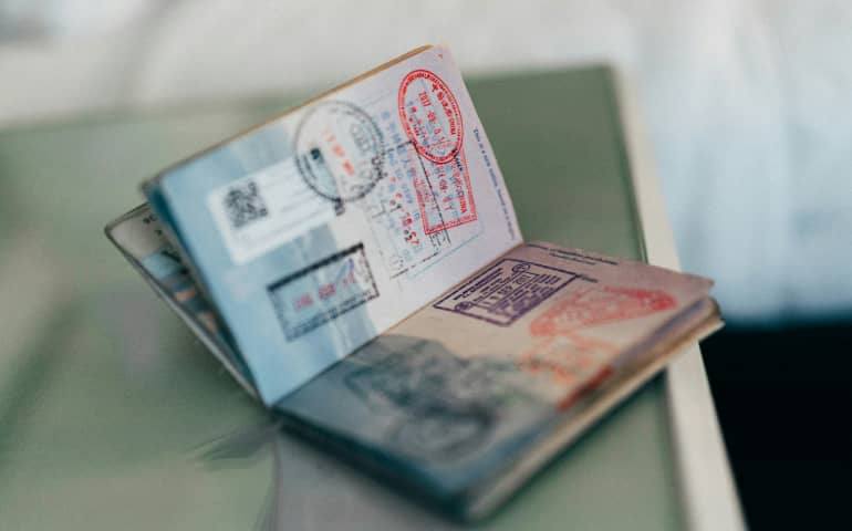 Visa stamp on passport