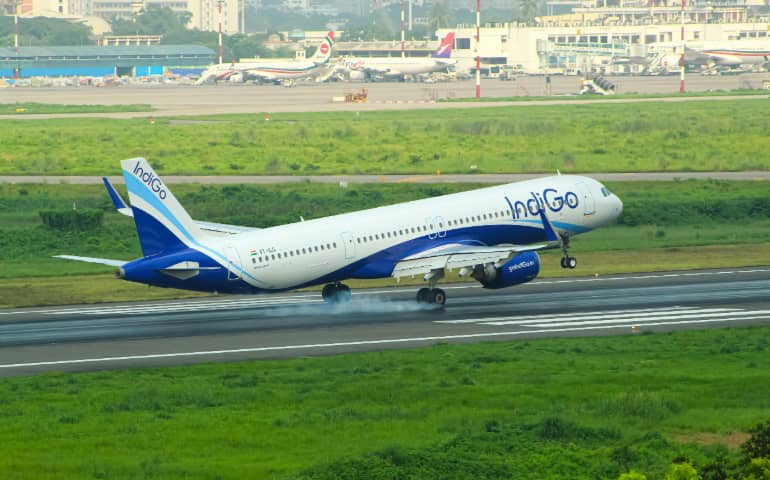 Indigo Airbus A320 ready to take off
