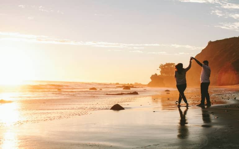 A couple on a beach
