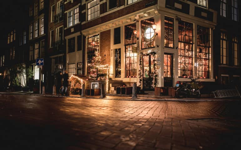 Bars at night in Amsterdam