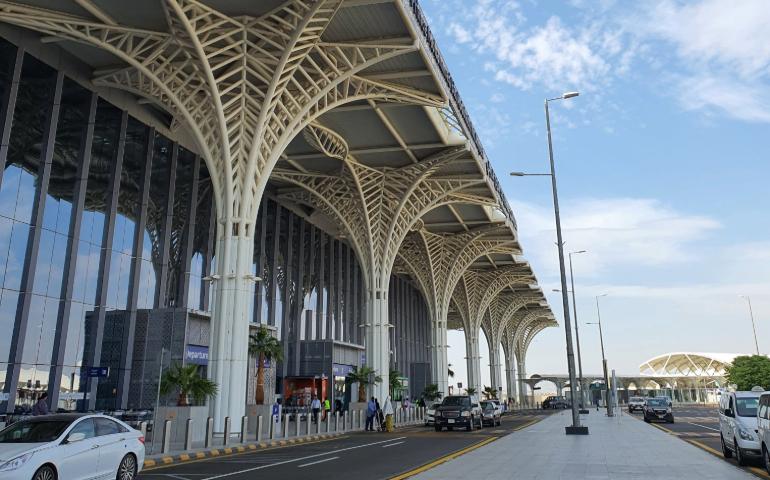 Architecture of Medina's airport in Saudi Arabia