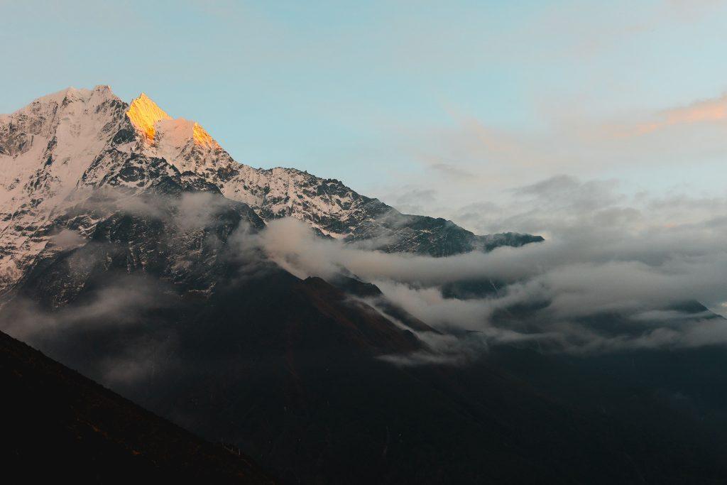 View of the Himalayan mountains in Nepal 