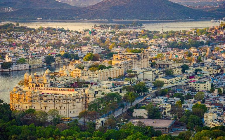 View of the historic Udaipur City Palace