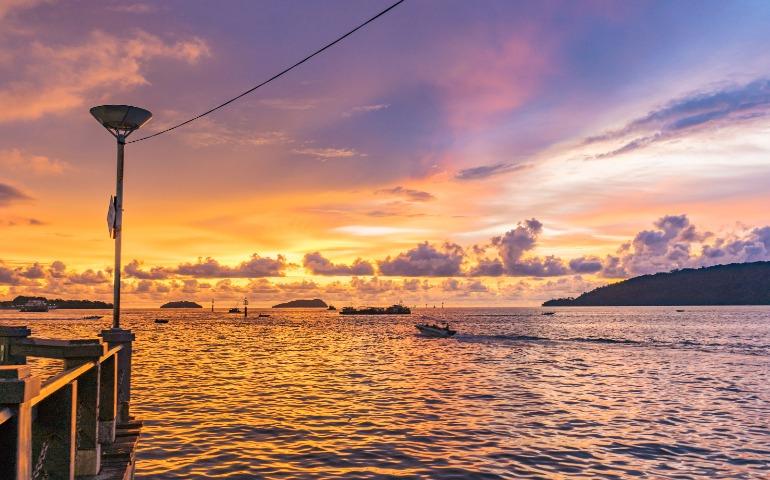 Captivating sunset view over the pier in Kota Kinabalu, Sabah, Malaysia