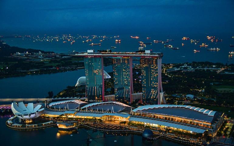 Night view of Marina Bay Sands, Singapore.