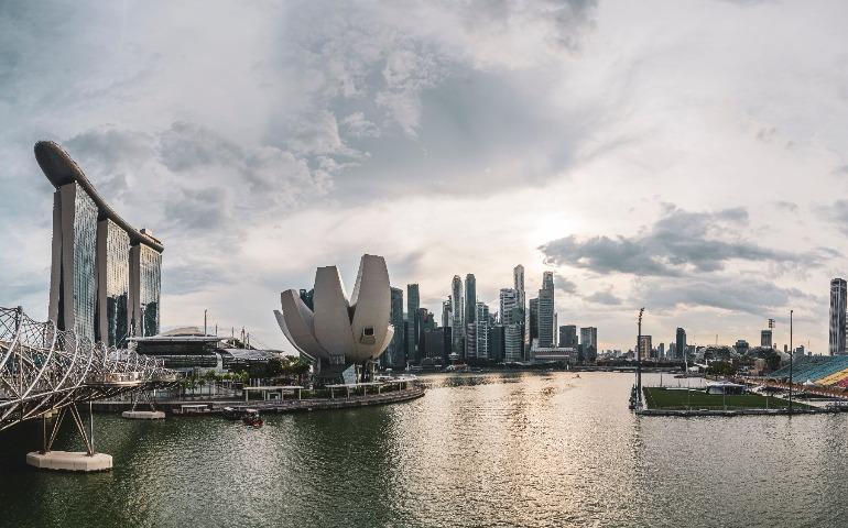 Panoramic view of Singapore skyline.