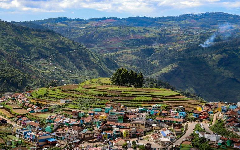 Kodaikanal's lush countryside and colorful village
