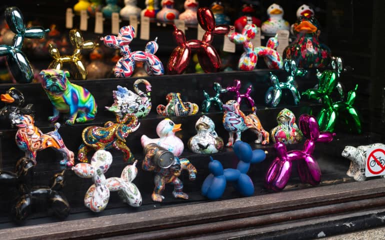 Collection of colourful souvenirs in Amsterdam
